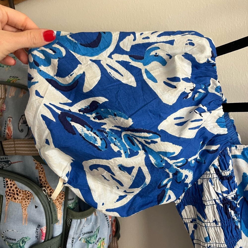 NWT Cleobella Zora Puff Sleeve Midi Dress in Azure Print Blue Size S - Picture 6 of 11